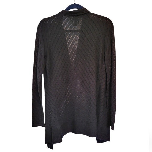 Tahari Merino Wool Black Draped Cardigan Sweater Size Medium - Picture 2 of 5